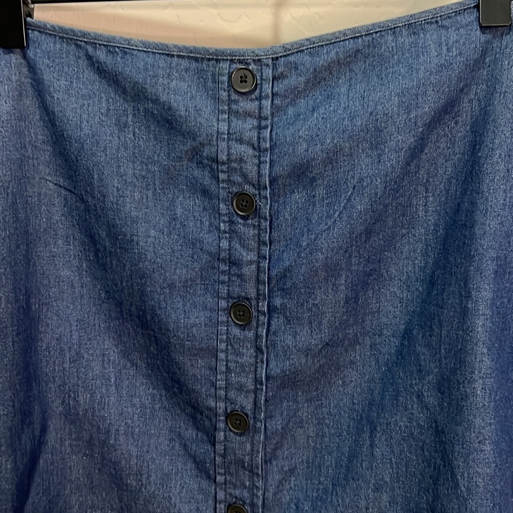Reed Brand Women’s Jean Skirt Button Up NWT Dark Blue Mini Midi Shirttail Cotton - Picture 6 of 11